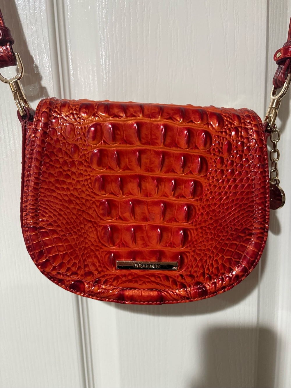 Brahmin Briar -Croc-Embossed Crossbody in Radiant Red